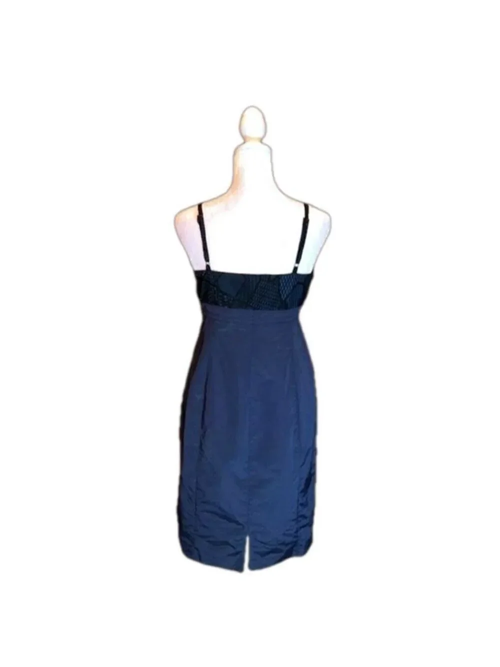 MARC NEW YORK by Andrew Marc Navy w/ Black Lace Trim Cocktail Dress Size 4